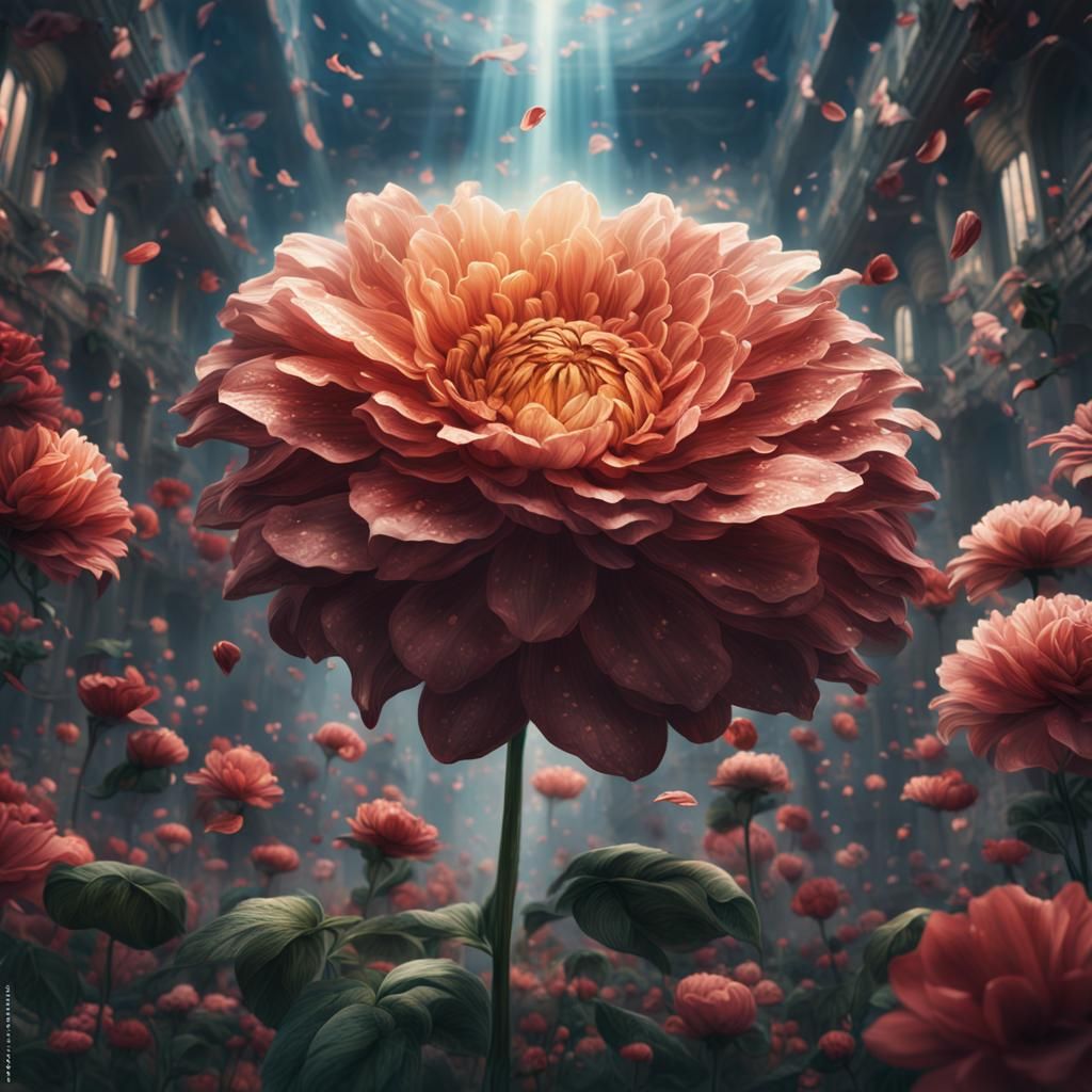 Dramatic Flower with Missing Petals: Digital Matte Painting