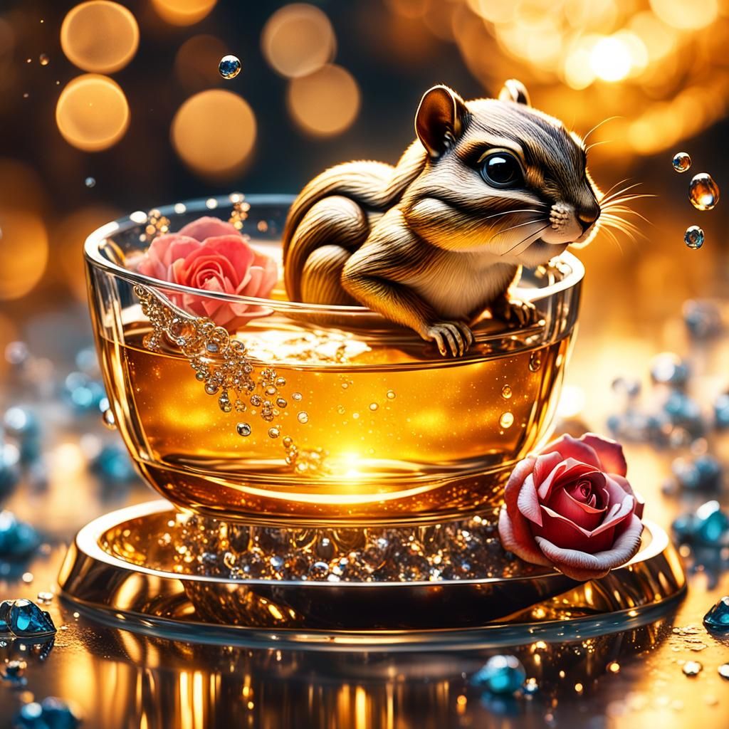 Chipmunk with Supernova Tears, Erté Style