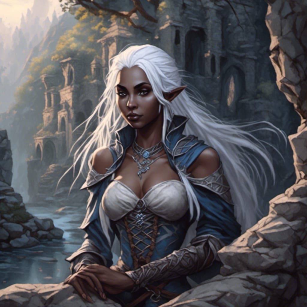 Drow Magic User Casting Spell on Stones