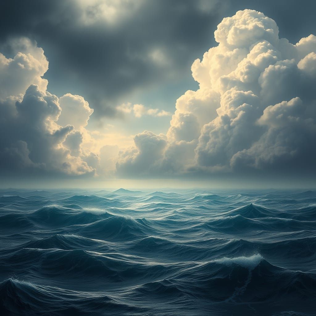 Sweeping Ocean Vista in a Dramatic, Atmospheric Style