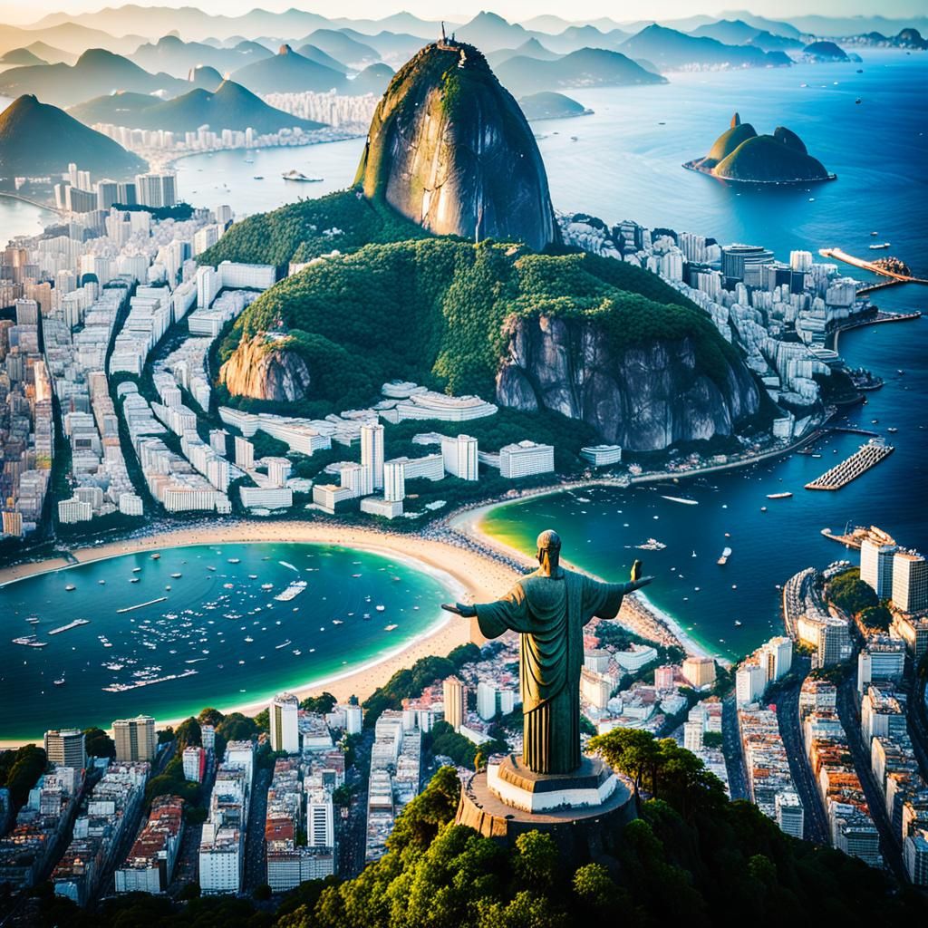 Rio de Janeiro Aerial View: Christ the Redeemer