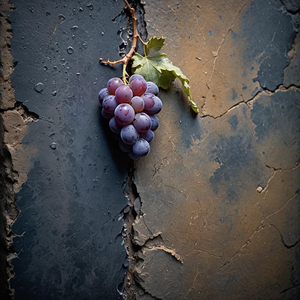 Hyper-Realistic Grape in Dark Academia Style