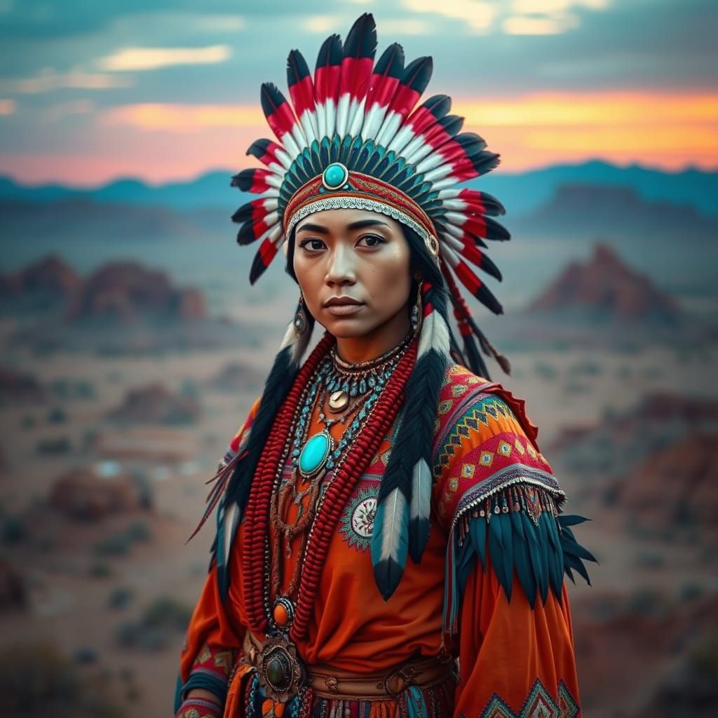 Apache Indian Woman in Traditional Regalia