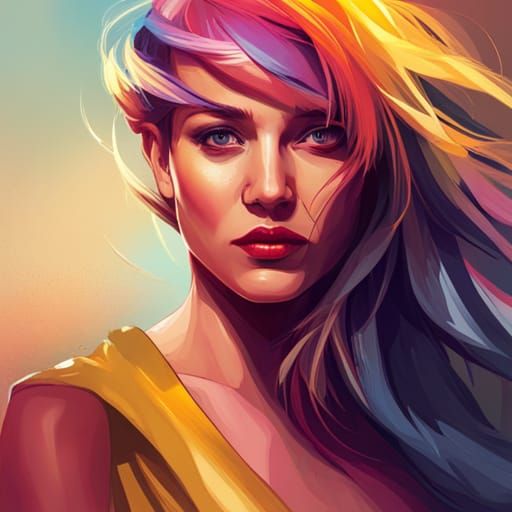 Colorful Striped Portrait in Hyperdetailed Digital Art