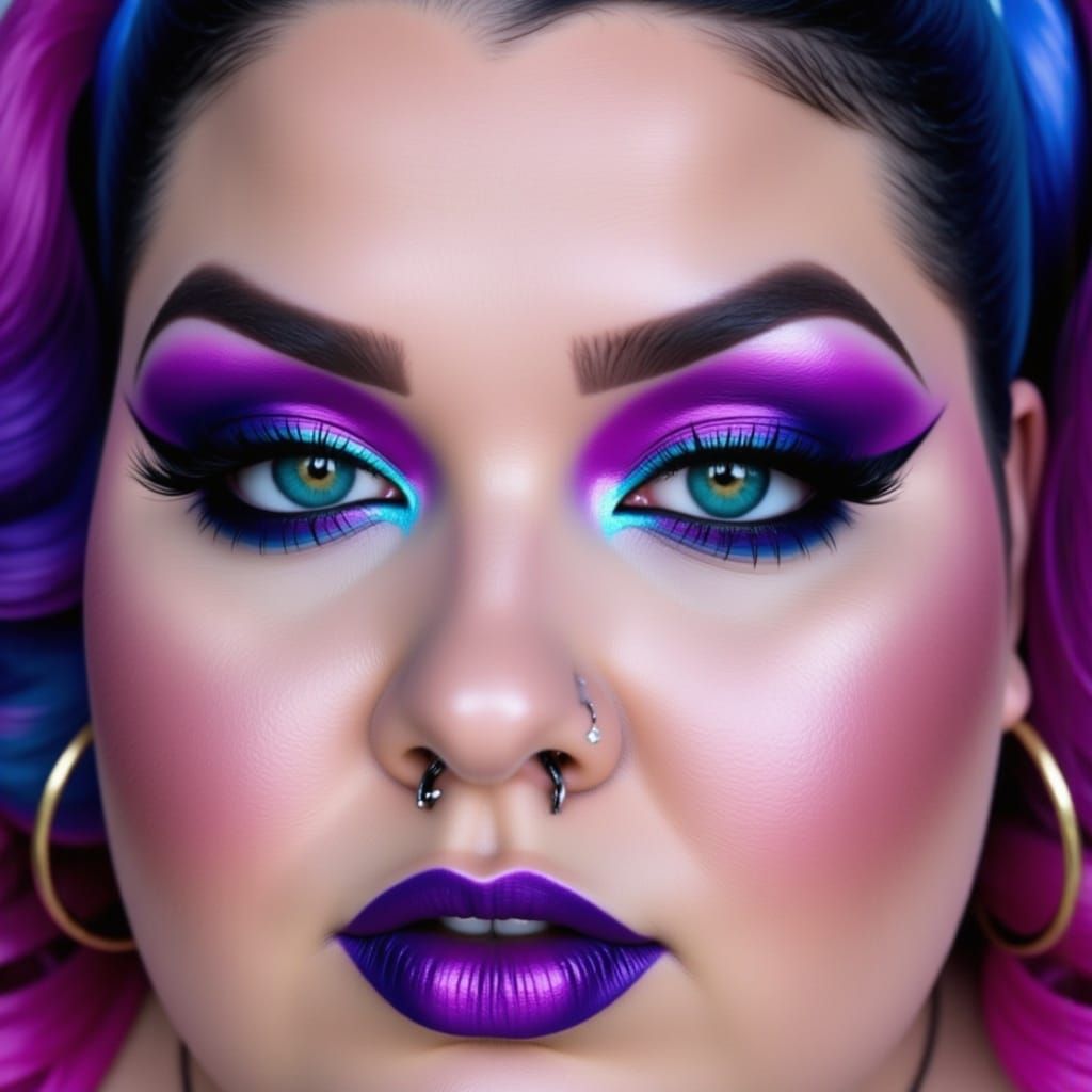 Gothic Woman in Iridescent Blue Glitter Eyeshadow