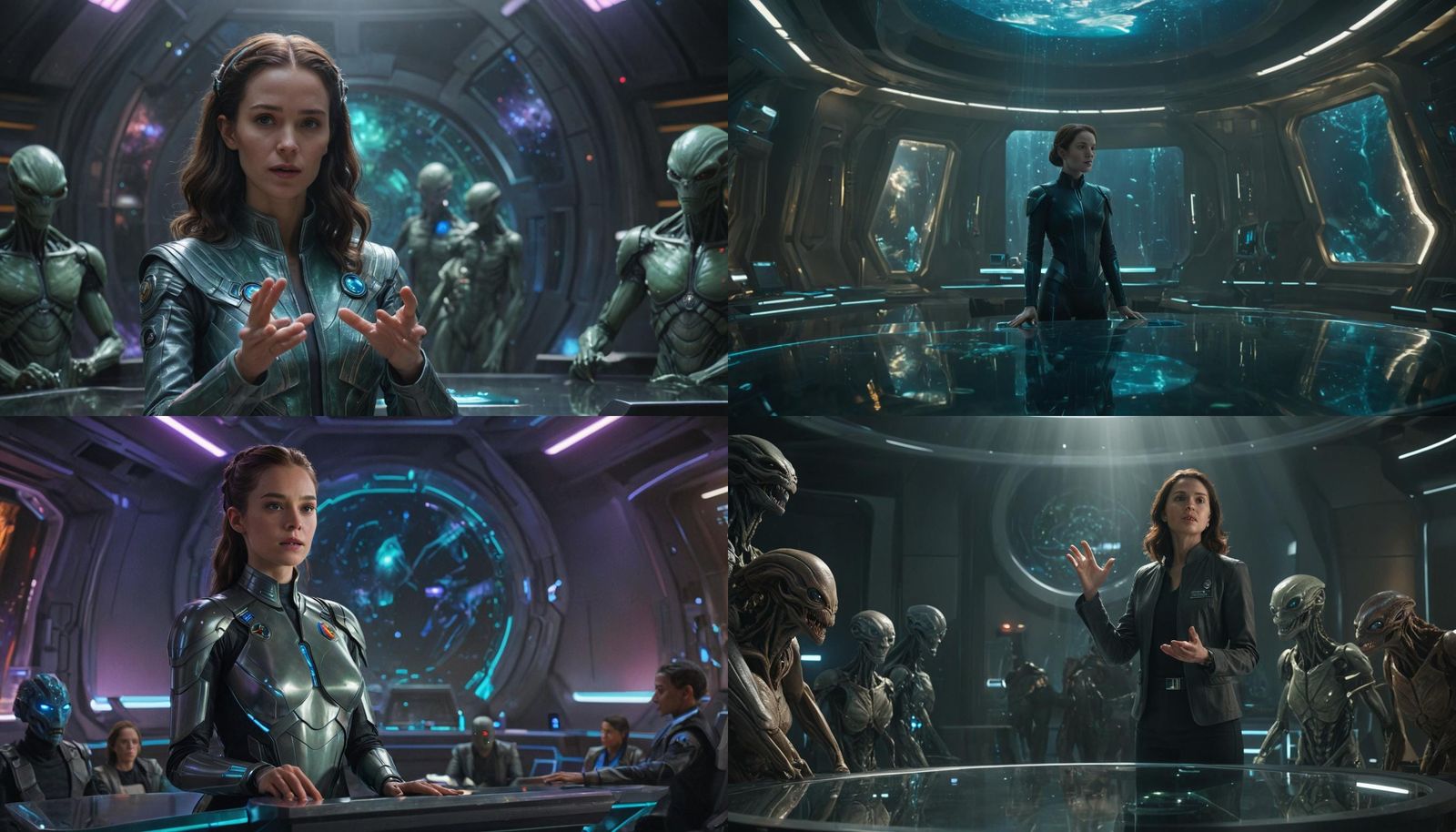 Futuristic Galactic Council Chamber Debate Scene