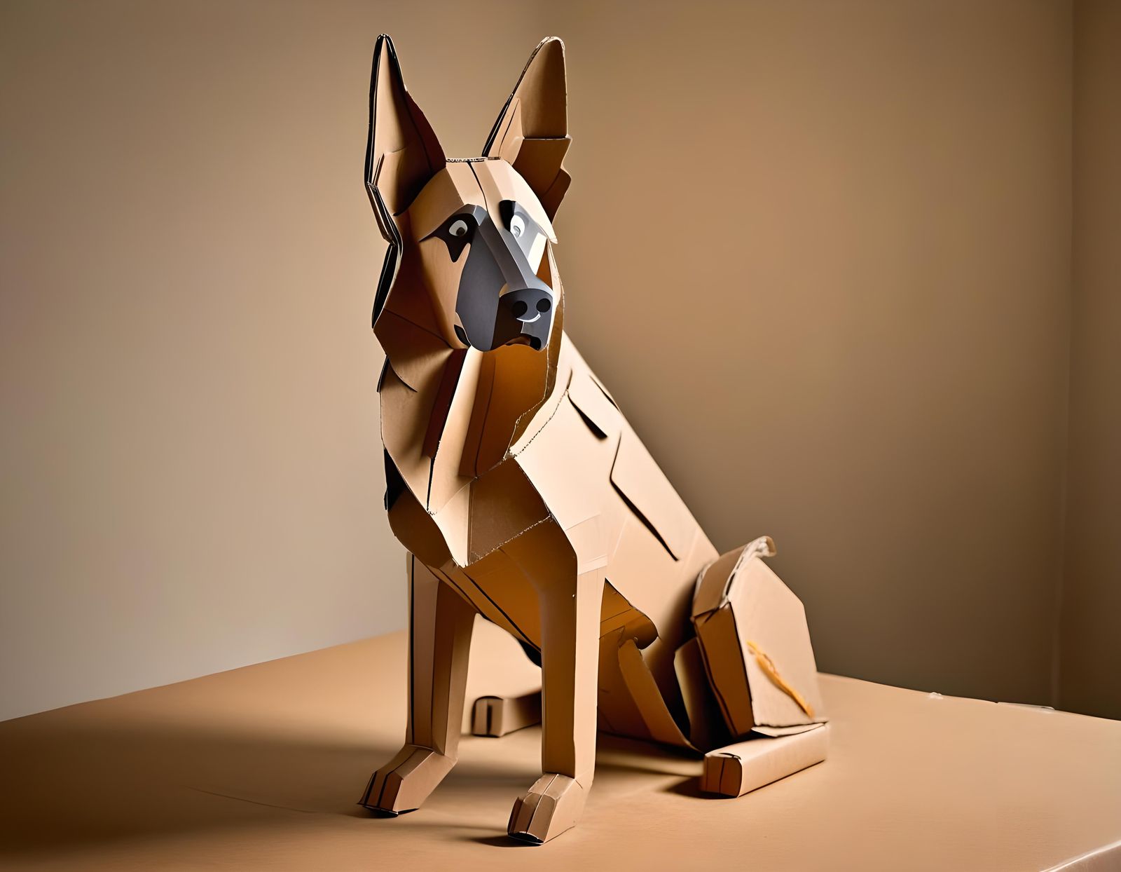Cardboard Dog Sculpture in Art Gallery, Still-Life Photo