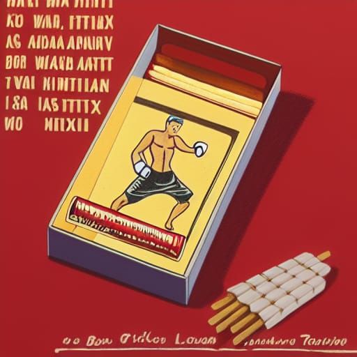 Matchbox Ink Drawing of a Boxing Match