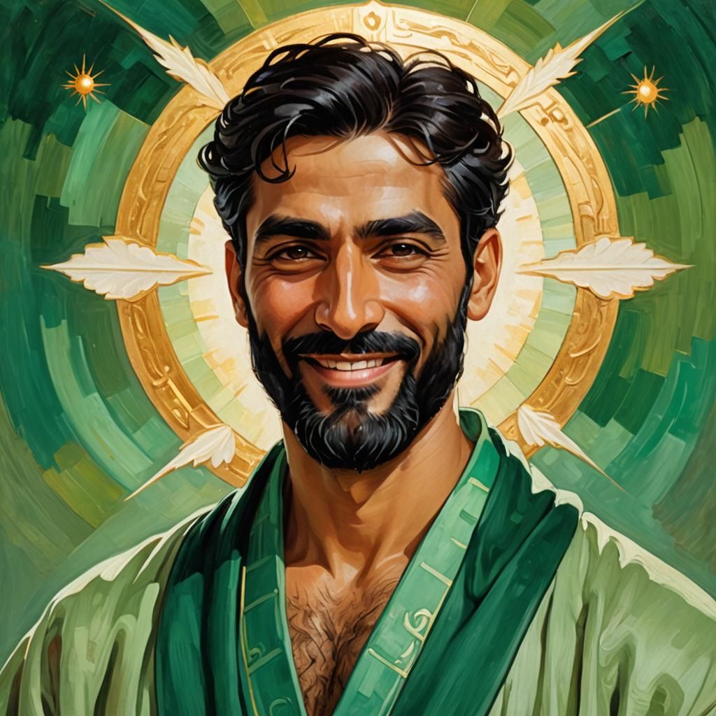 Joyful Arab Gentleman in Art Nouveau Style