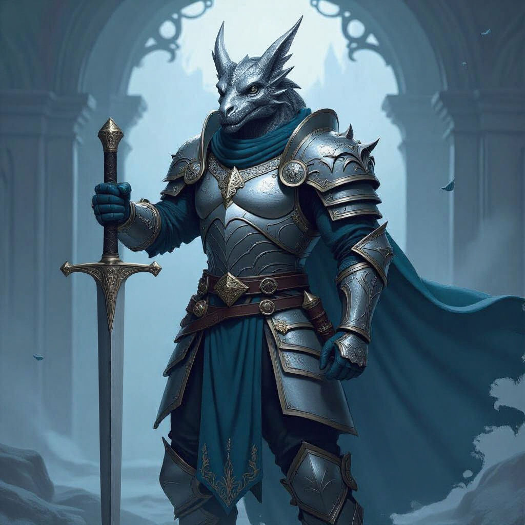 Heroic Dragonborn Paladin with Great Sword