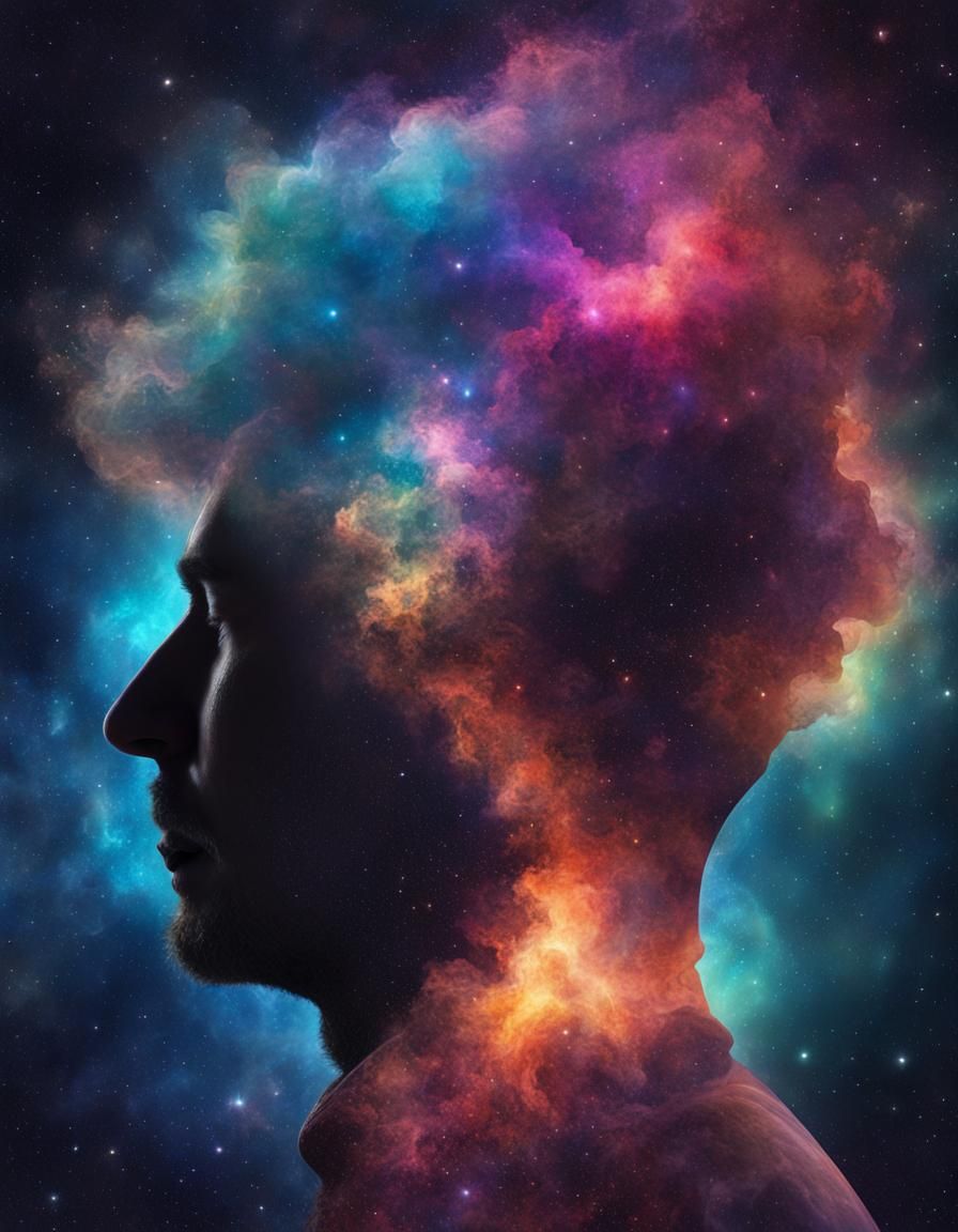 Nebula Man Silhouette: Galactic Concept Art in 8K