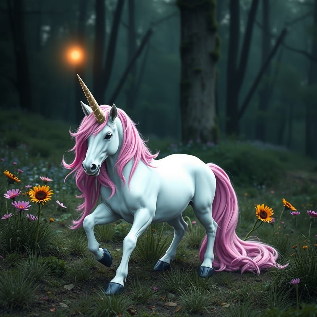 Mystical Unicorn in Neon Cyberpunk Style