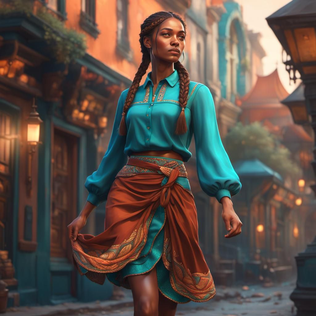 Young Girl with Braids: Hyperdetailed Concept Art