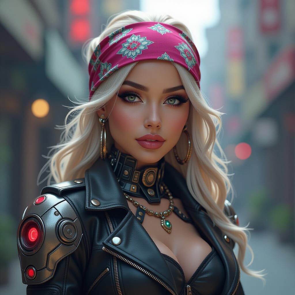 Futuristic Cyborg Chola in Hyperdetailed Concept Art