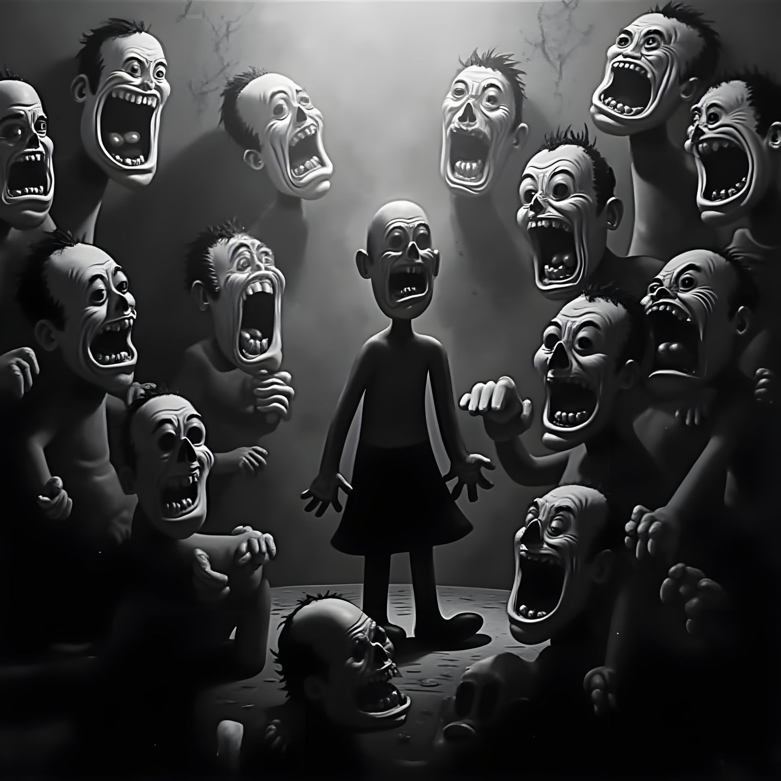 Vintage Cartoon Characters Laughing at a Joke in 1930s Style