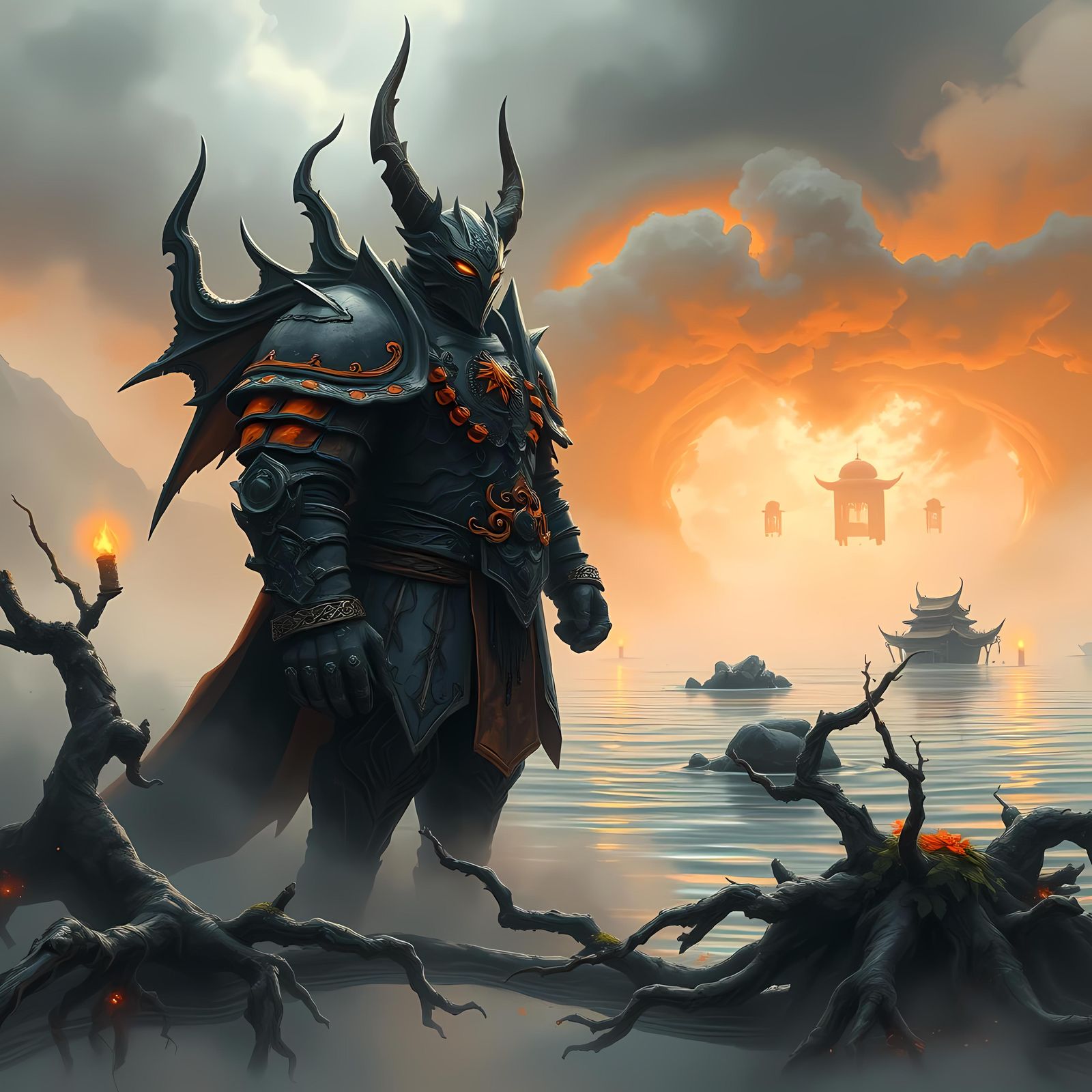 Armored Boss Portrait in Anime Style