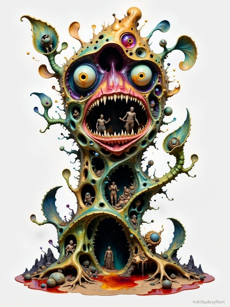 Grotesque Monsters in a Bosch-Inspired Surreal Nightmare