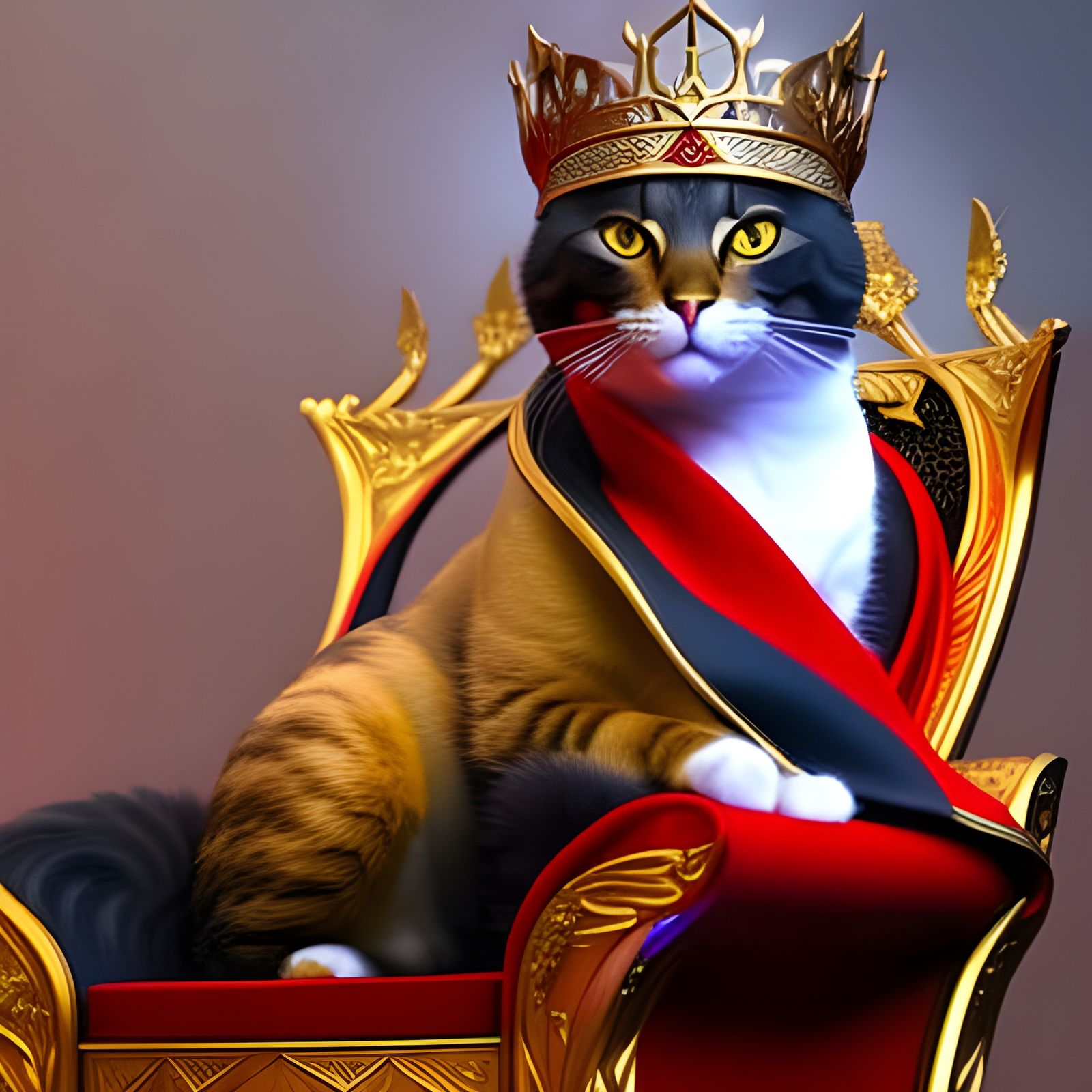 Ornate Gold Crowned Cat Portrait