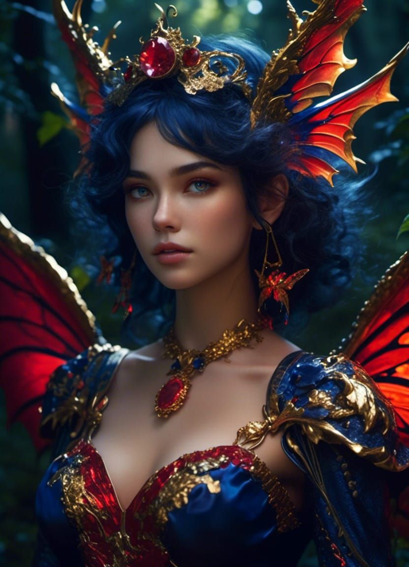 Dragon Fairy Woman Portrait with Wings