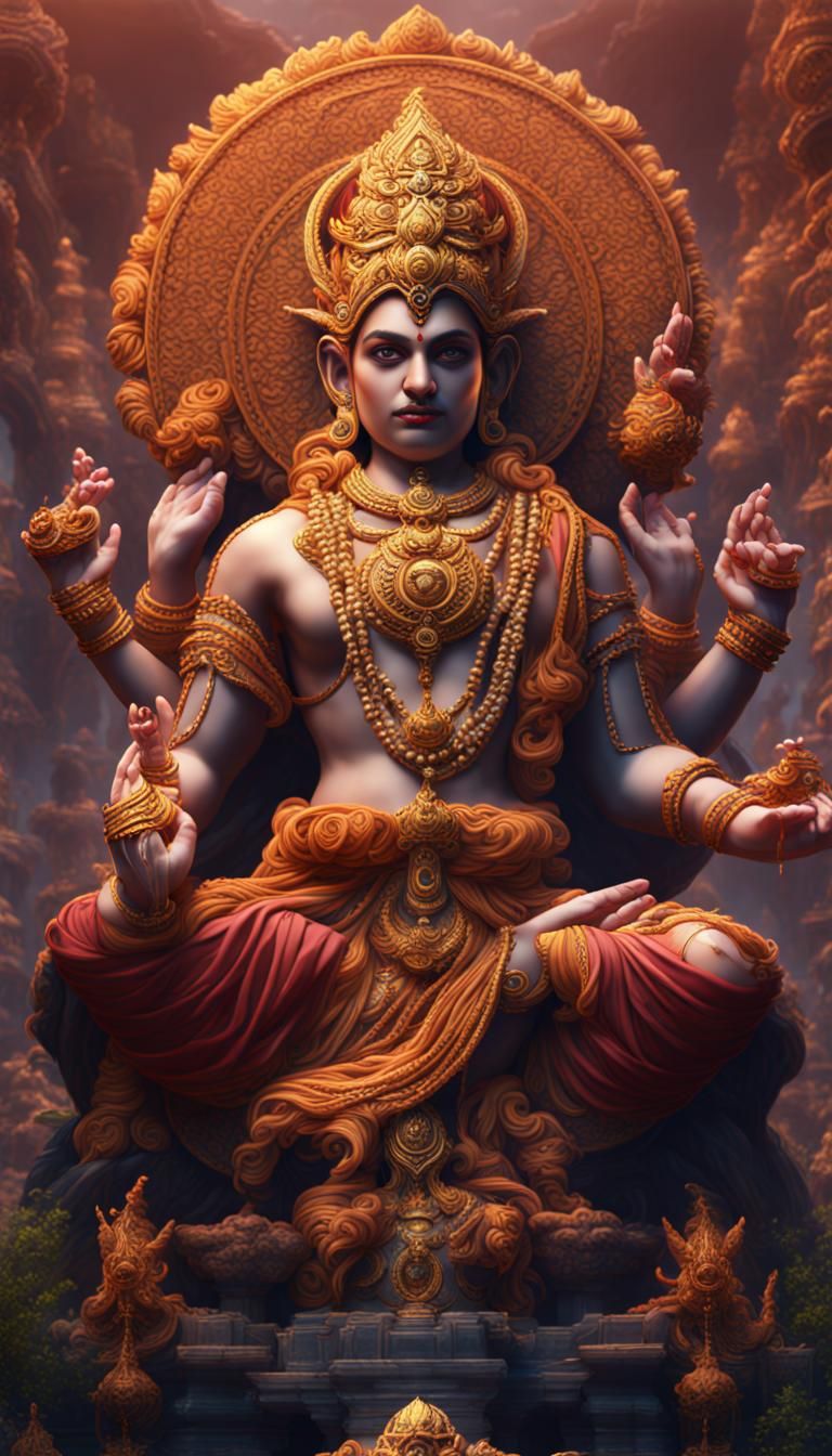 Detailed Matte Painting of Hindu God in 8K