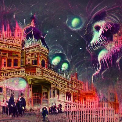 Victorian Cityscape Infested with Cosmic Horrors
