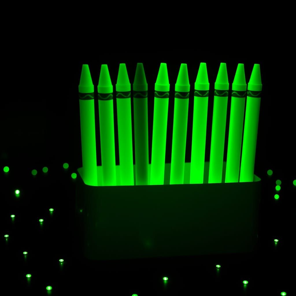 Neon Green Crayons in Synthwave Style