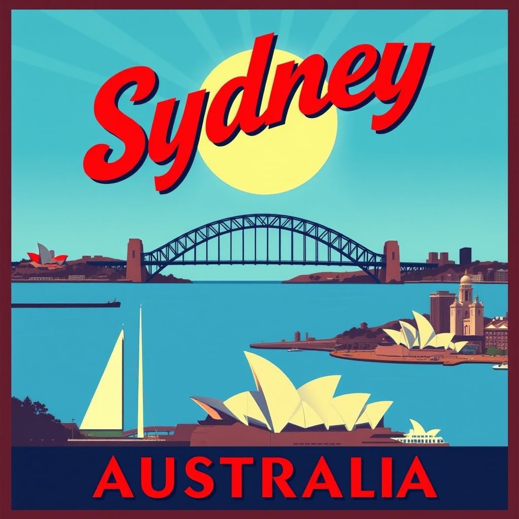 Vintage Travel Poster of Sydney, Australia