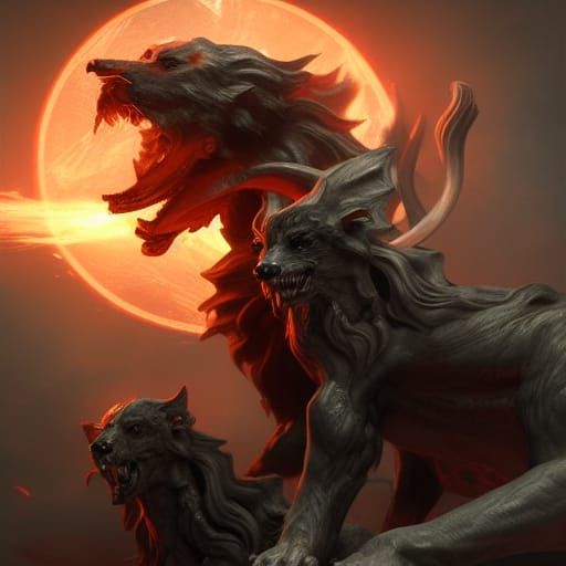 Hades and Cerberus Dark Fantasy Concept Art