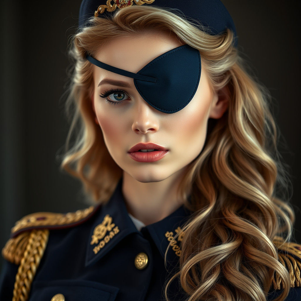 Navy Uniform Portrait with Eye Patch, Fine Art Photo