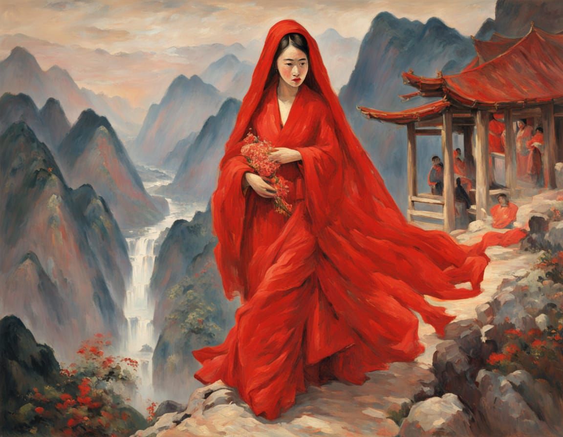 Impressionist Painting of a Bride in a Palanquin