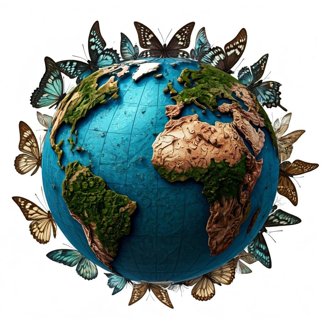 Whimsical Butterflies Form a Globe in Pastel Colors