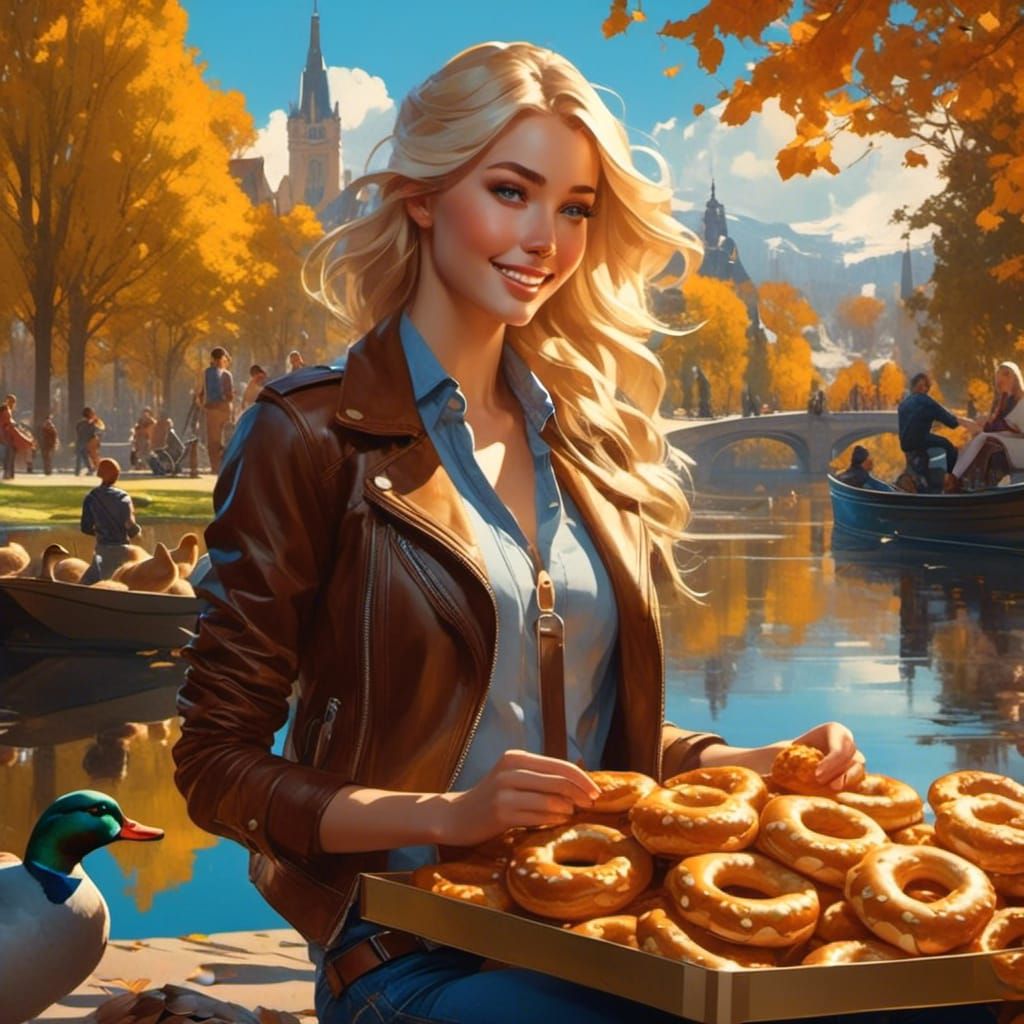 The truth is though.... Julie can't stand pretzels so it will be several visits to the park today for hungry birds