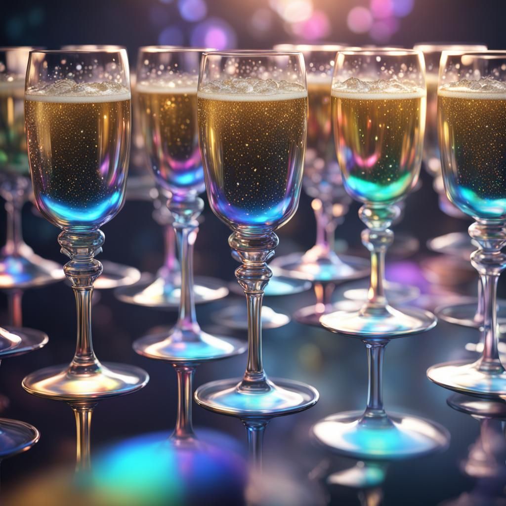 Dreamy Crystal Champagne Glasses in Vintage Style