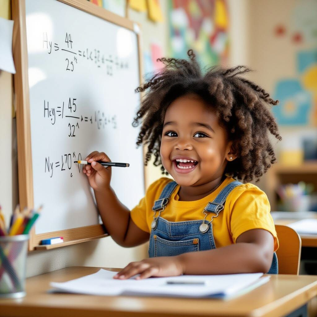 Young Black Girl Excelling in Math Class
