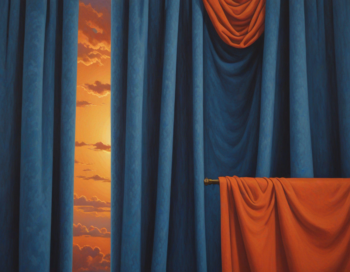 Colorful Sky Through Curtains in Abstract Style