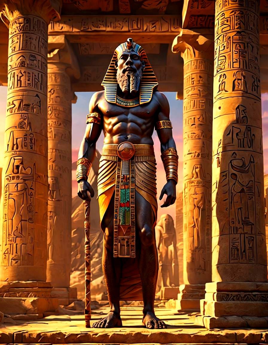 Moses in Egypt with Colorful Sky: Hyperrealistic Art