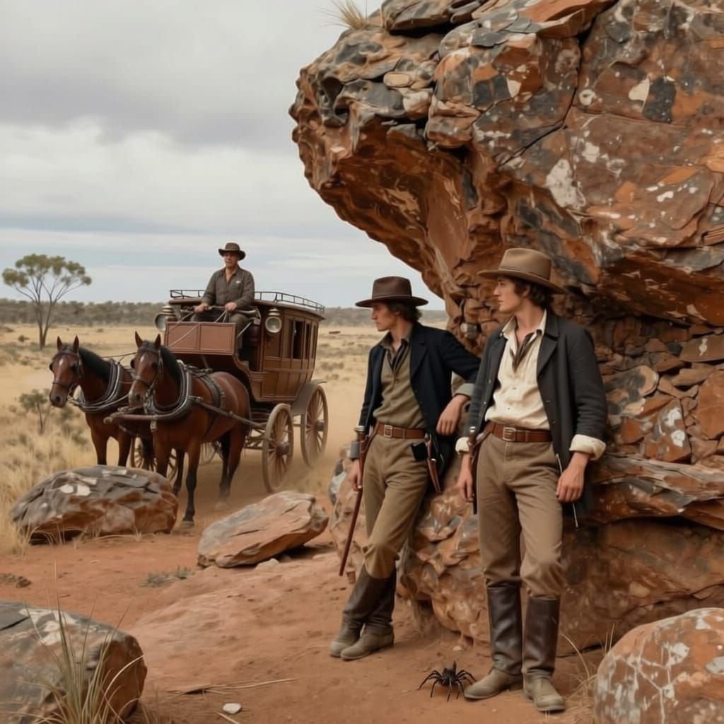 Australian Bushrangers Evade Colonial Troopers in Outback
