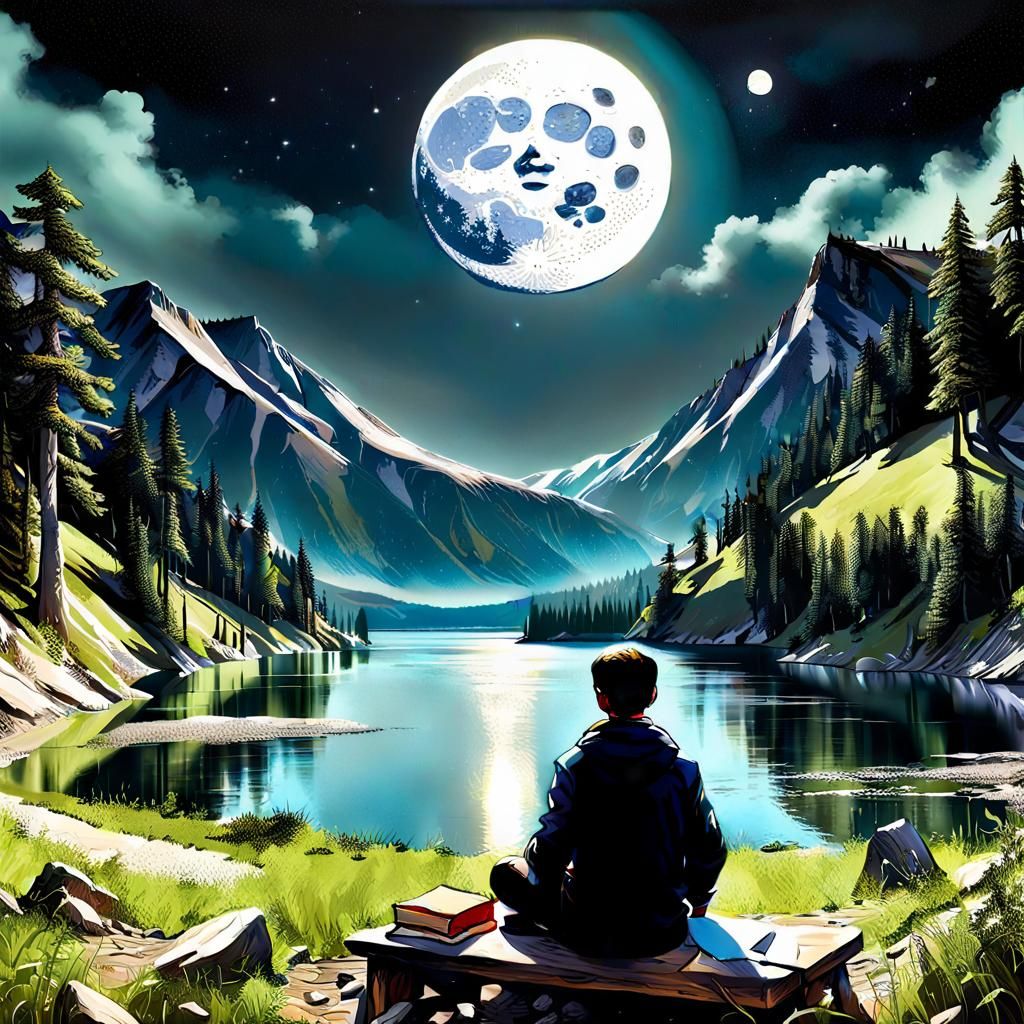 Lake Test Hidden in Moon: Digital Matte Painting