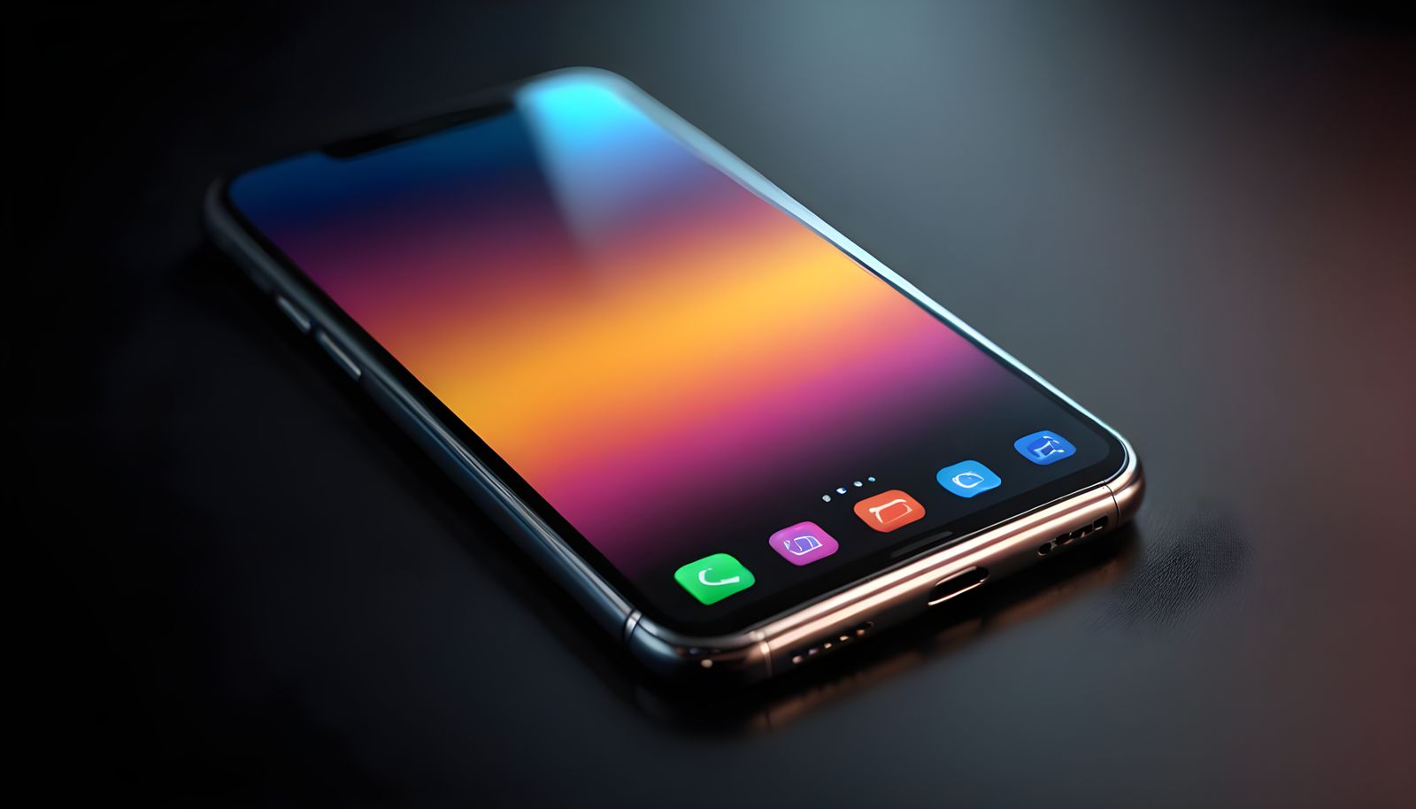 Silver Smartphone with Gradient Display: A Detailed Closeup