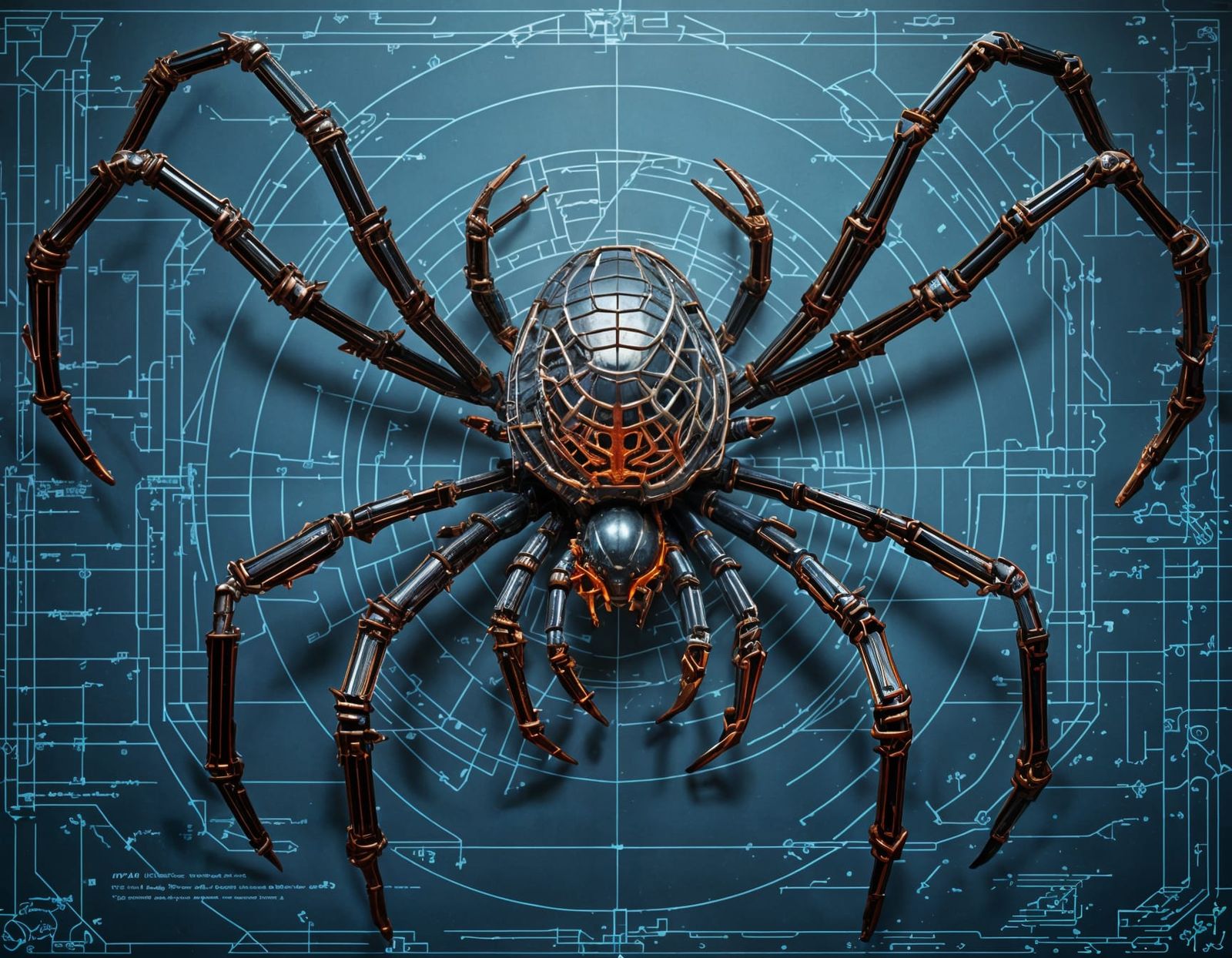 Anatomical Drawing of Hell Spider with Mech Details
