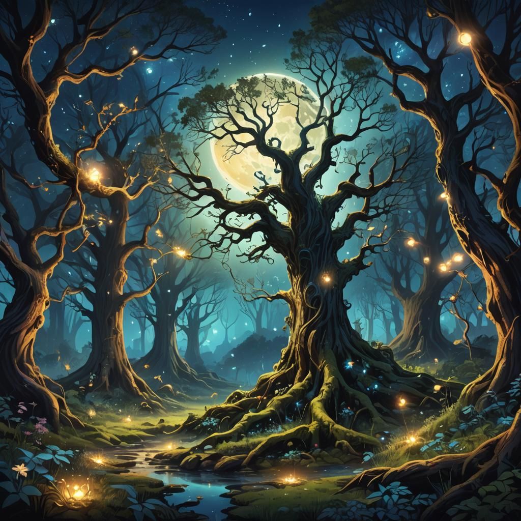 Magical Forest Under Sagittarius: Fantasy Concept Art