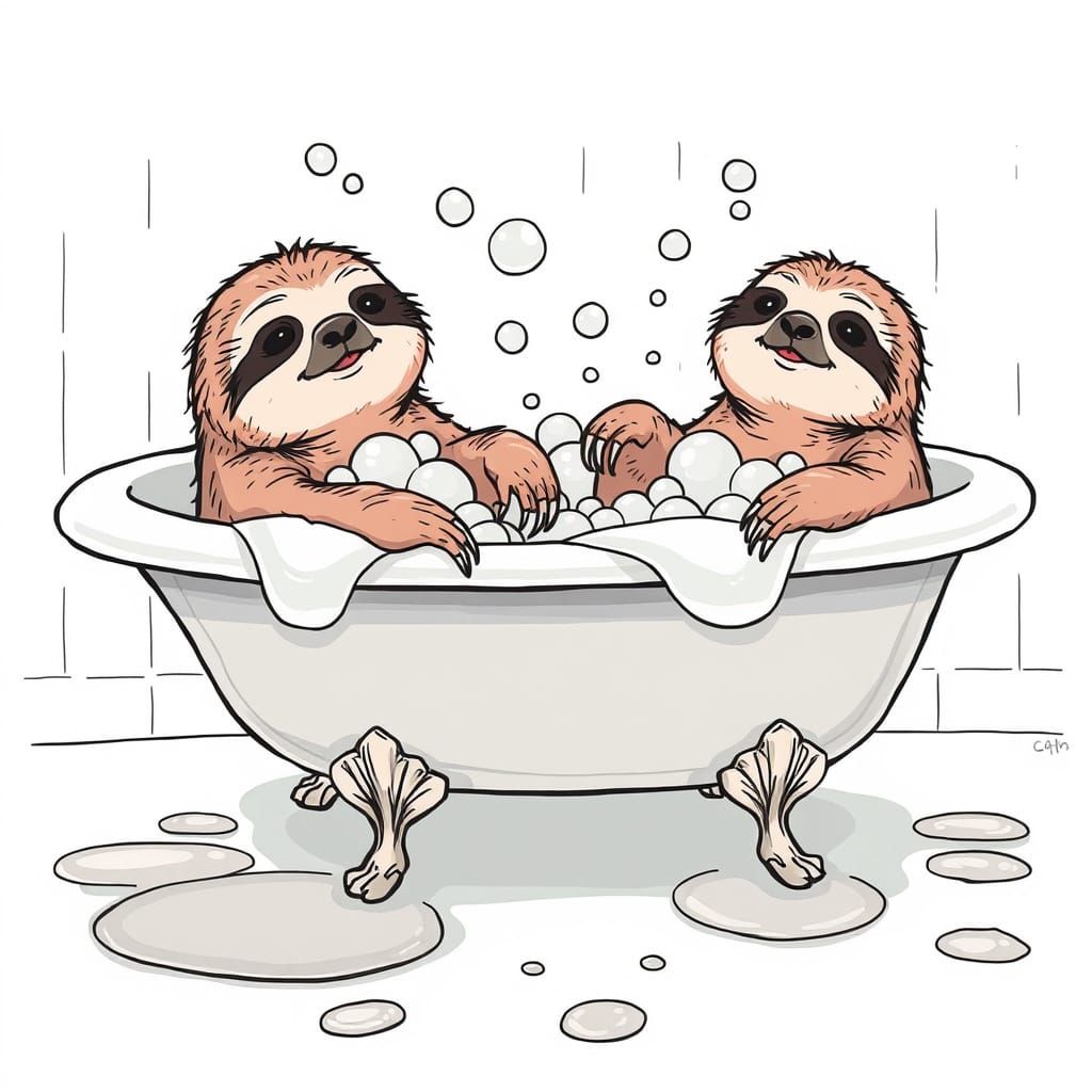Sloths Enjoy a Whimsical Bubble Bath