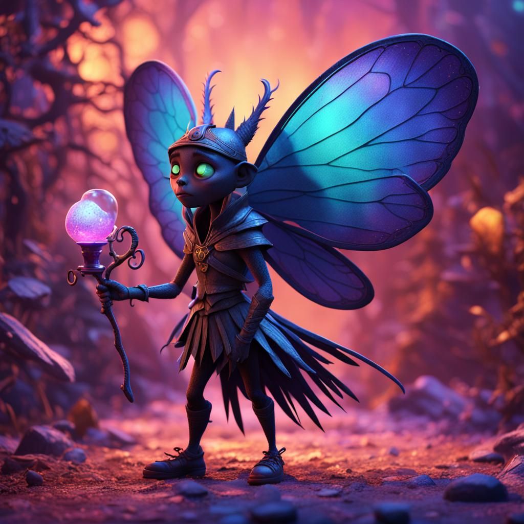 Menacing Dark Fairy in 3D Digital Art