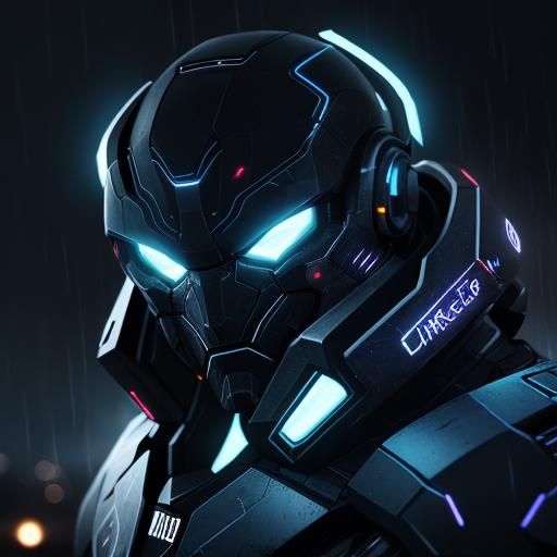 Neon Noir Robot in Dystopian Cityscape