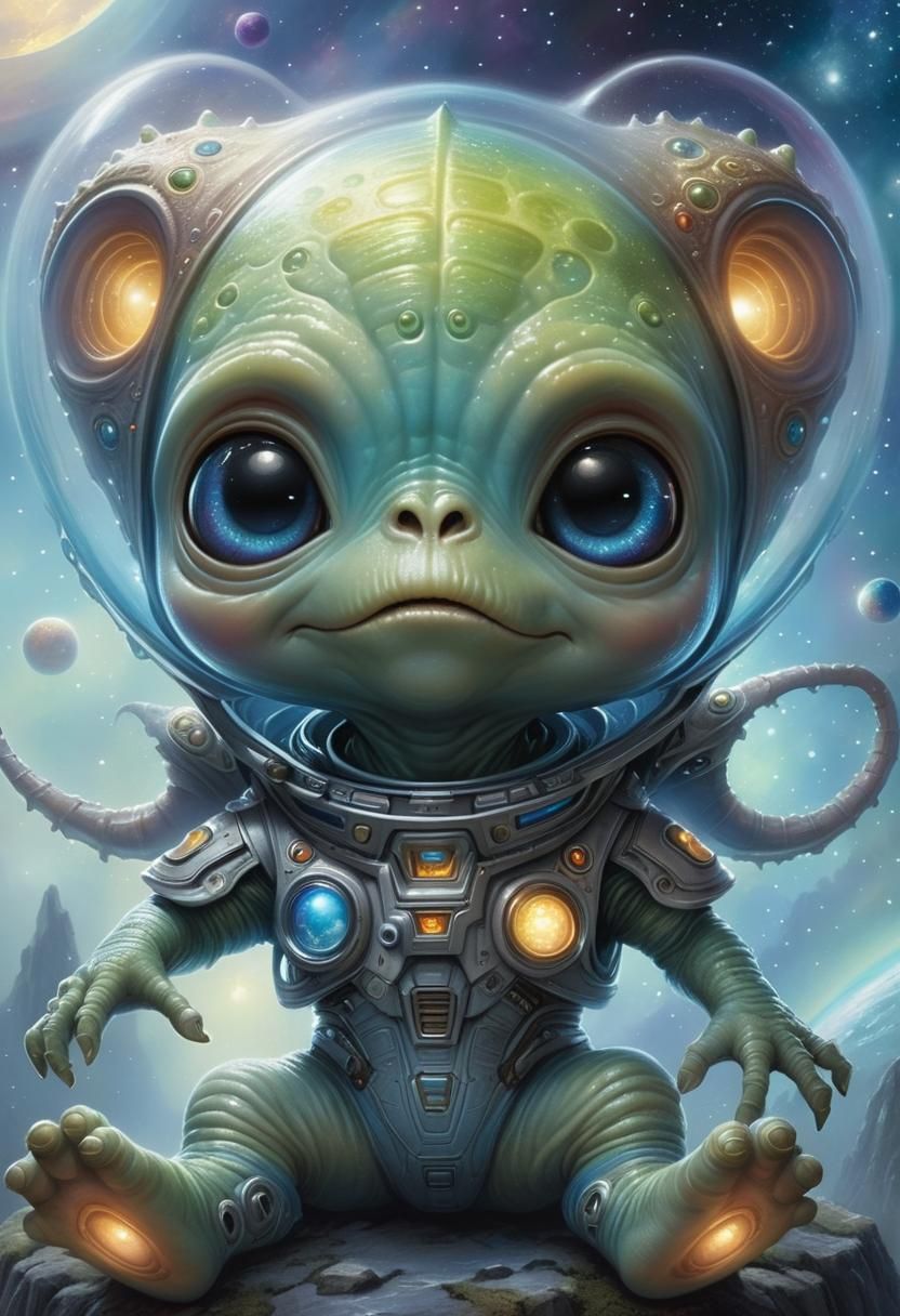 Adorable Space Alien Baby in Ethereal Fantasy