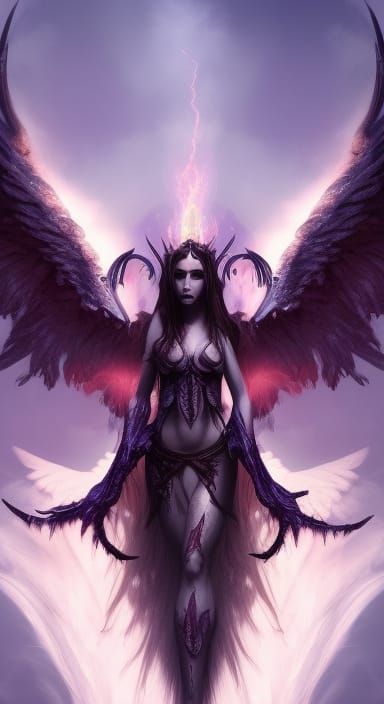 Angel Demon Hybrid with Wings and Horns