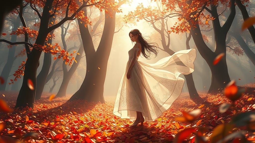 Ethereal Anime Goddess in Whimsical Forest