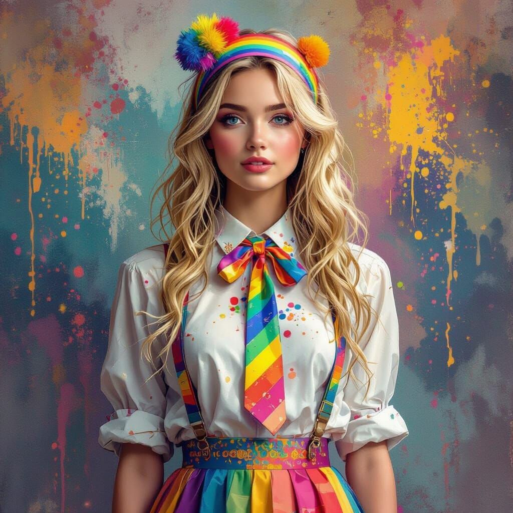Luna Lovegood in Vibrant Rainbow Attire as Concept Art