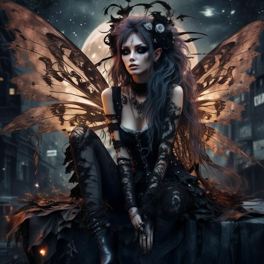 Tankpunk Fairy in Moonlight: Detailed Digital Art