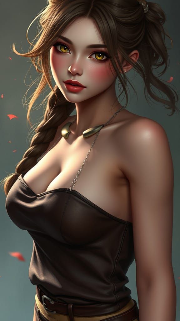 Anime-Inspired Female Form in Leder Top